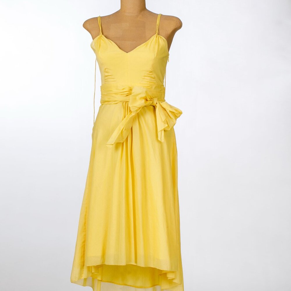 Banana Republic Butter Yellow 100% Cotton Rough Hem Dress Size 0